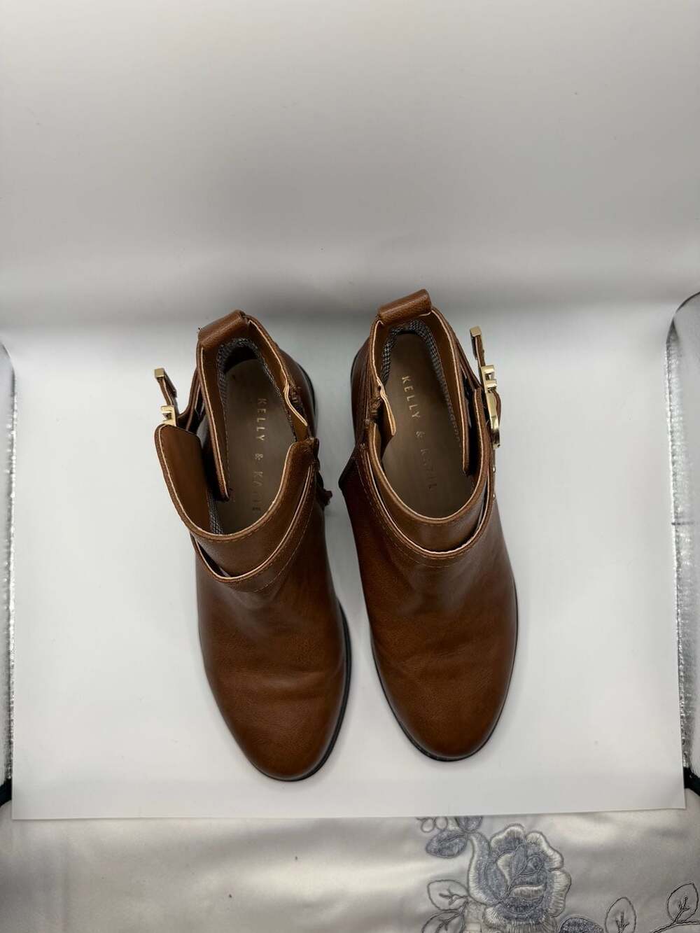 Kelly & Katie Women's Brown Ankle Booties with Buckle Strap